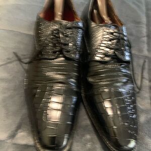 Stacy Adams Black Crocodile Texture Oxfords